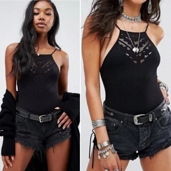 NWOT Free People Intimately Solstice High Neck Bodysuit in Dark Blue - Picture 6 of 9